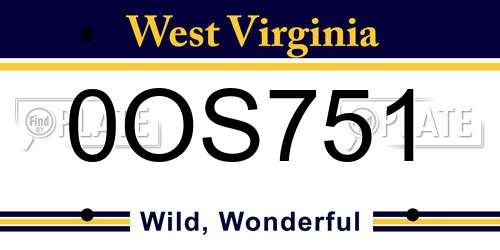 0OS751 West Virginia License Plate