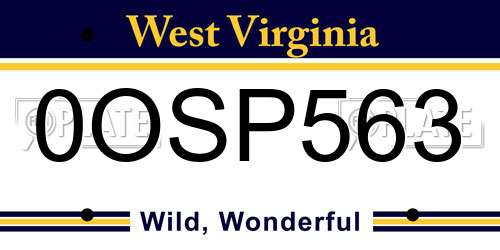 0OSP563 West Virginia License Plate