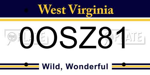 0OSZ81 West Virginia License Plate