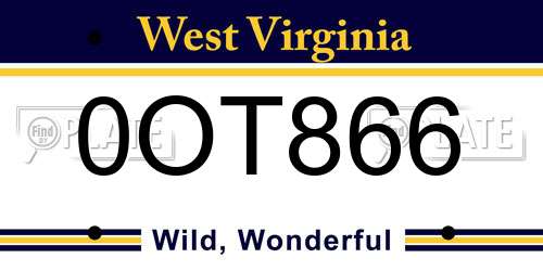 0OT866 West Virginia License Plate