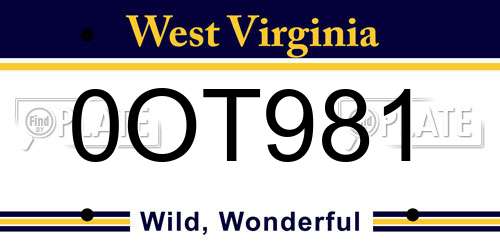 0OT981 West Virginia License Plate