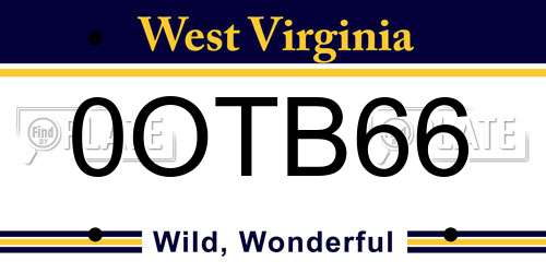 0OTB66 West Virginia License Plate