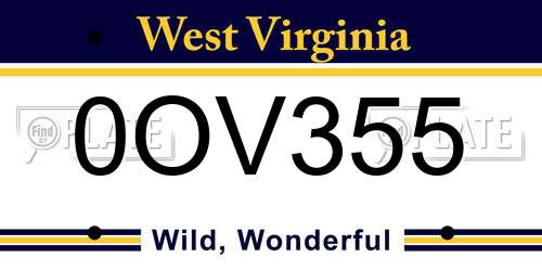 0OV355 West Virginia License Plate