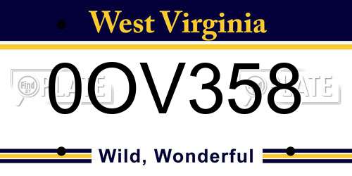 0OV358 West Virginia License Plate