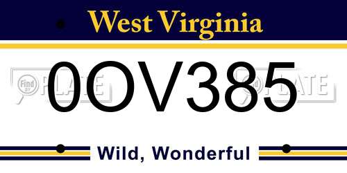 0OV385 West Virginia License Plate
