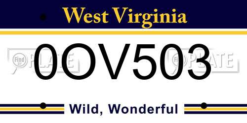 0OV503 West Virginia License Plate