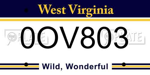 0OV803 West Virginia License Plate