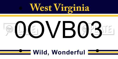 0OVB03 West Virginia License Plate