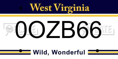 0OZB66 West Virginia License Plate