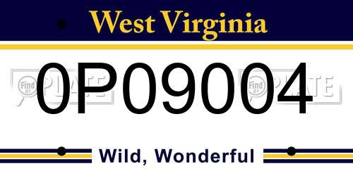 0P09004 West Virginia License Plate