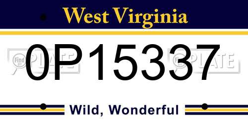 0P15337 West Virginia License Plate