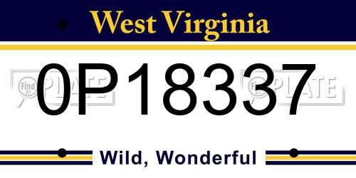 0P18337 West Virginia License Plate