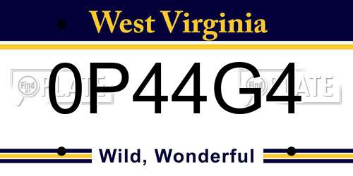 0P44G4 West Virginia License Plate