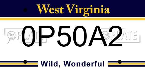 0P50A2 West Virginia License Plate