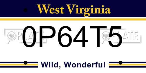 0P64T5 West Virginia License Plate