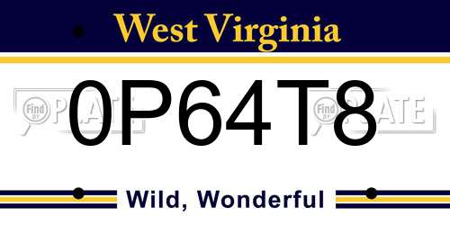 0P64T8 West Virginia License Plate