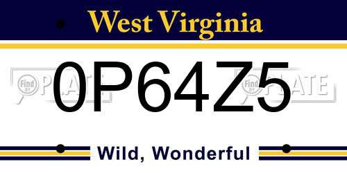 0P64Z5 West Virginia License Plate