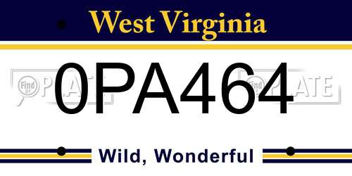 0PA464 West Virginia License Plate