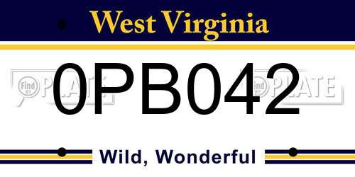 0PB042 West Virginia License Plate
