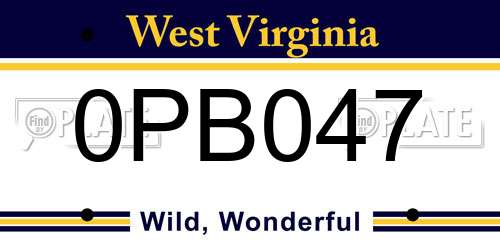 0PB047 West Virginia License Plate