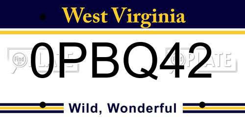0PBQ42 West Virginia License Plate