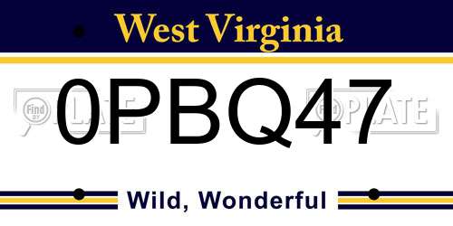 0PBQ47 West Virginia License Plate
