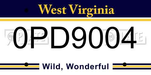 0PD9004 West Virginia License Plate