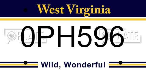 0PH596 West Virginia License Plate