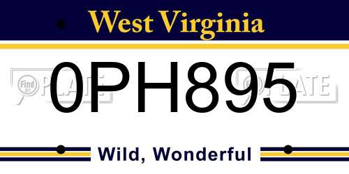 0PH895 West Virginia License Plate