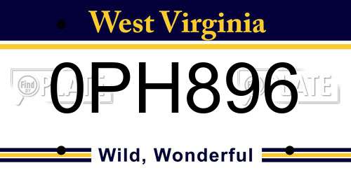 0PH896 West Virginia License Plate