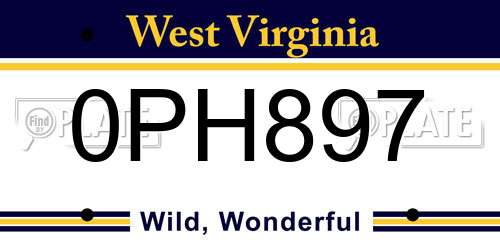 0PH897 West Virginia License Plate