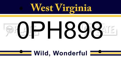 0PH898 West Virginia License Plate