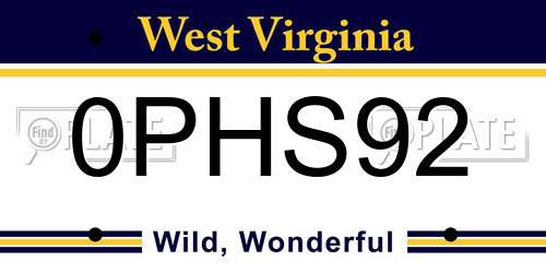 0PHS92 West Virginia License Plate