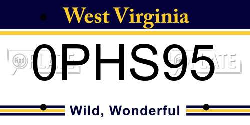 0PHS95 West Virginia License Plate