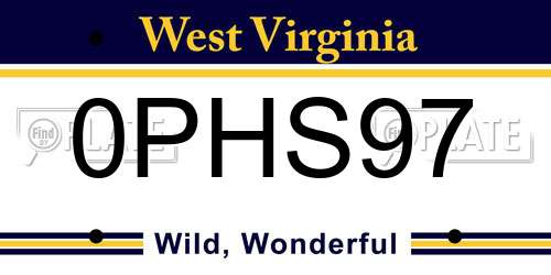 0PHS97 West Virginia License Plate