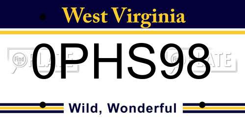 0PHS98 West Virginia License Plate