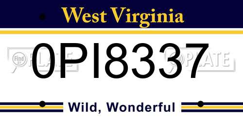 0PI8337 West Virginia License Plate