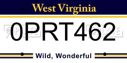 0PRT462 West Virginia License Plate