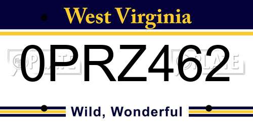 0PRZ462 West Virginia License Plate