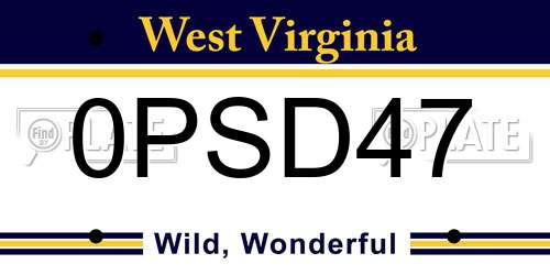 0PSD47 West Virginia License Plate