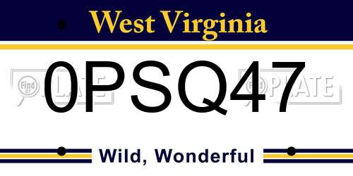 0PSQ47 West Virginia License Plate