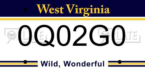 0Q02G0 West Virginia License Plate