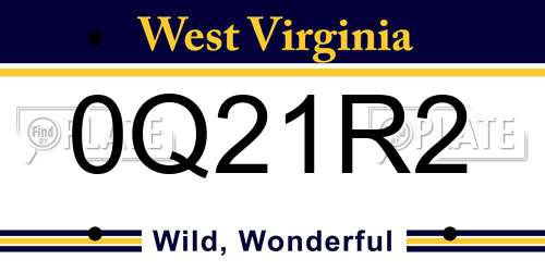 0Q21R2 West Virginia License Plate