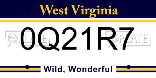 0Q21R7 West Virginia License Plate