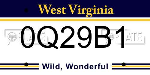 0Q29B1 West Virginia License Plate
