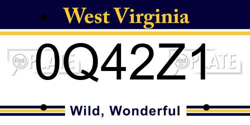 0Q42Z1 West Virginia License Plate
