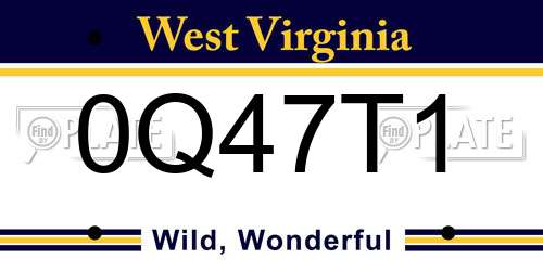 0Q47T1 West Virginia License Plate