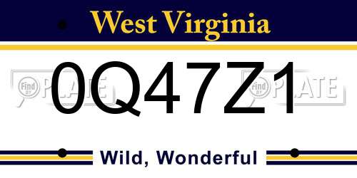 0Q47Z1 West Virginia License Plate
