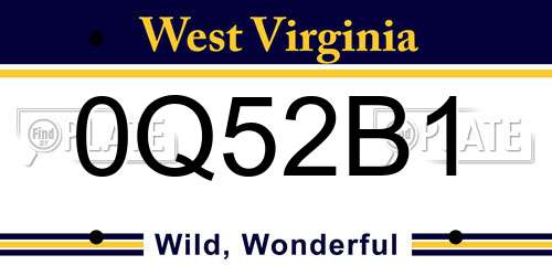 0Q52B1 West Virginia License Plate