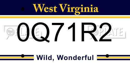 0Q71R2 West Virginia License Plate